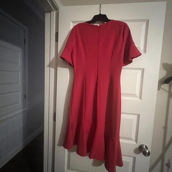 Adrianna Papell Women's Knit Crepe Ruffle Midi Dress - Picture 6 of 6